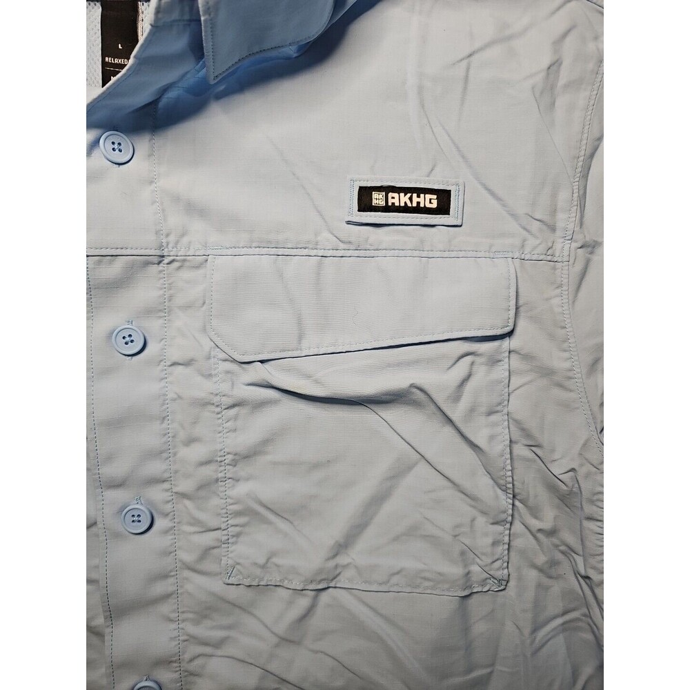 Alaskan Hardgear AKHG Crooked River Short Sleeve Button Up Shirt Blue Men’s L - Picture 3 of 8